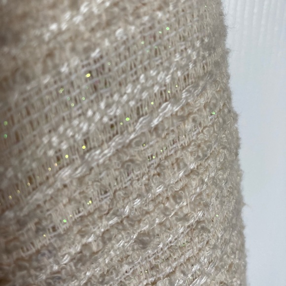 Zara Tweed Boucle Jacket, Size S, Cream, Chanel Vibe, Glitter, 4 Zipper Pockets - Picture 8 of 9